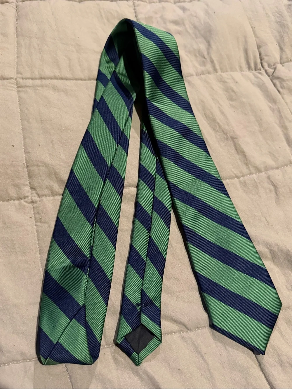 American Eagle Outfitters Green and Navy Diagonal Stripe Tie